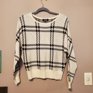 Plaid Banded Bottom Dolman Sleeve Sweater